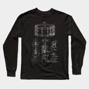 Snare Drum Muffler Vintage Patent Drawing Long Sleeve T-Shirt